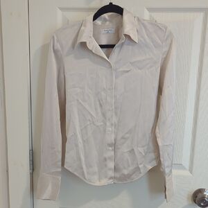 Babaton Ivory Satin Industry Blouse
